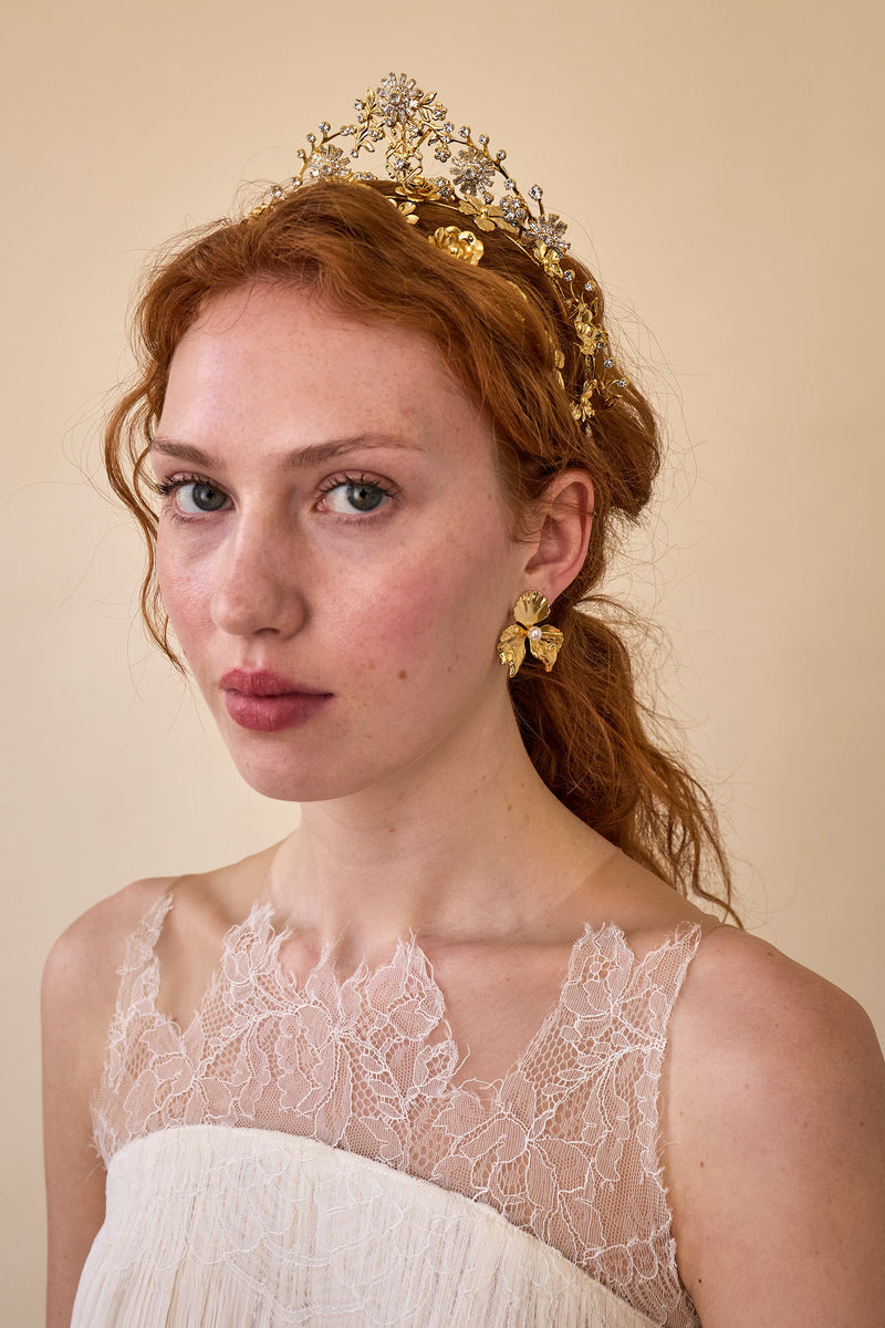 Lava Floral Pearl Studs