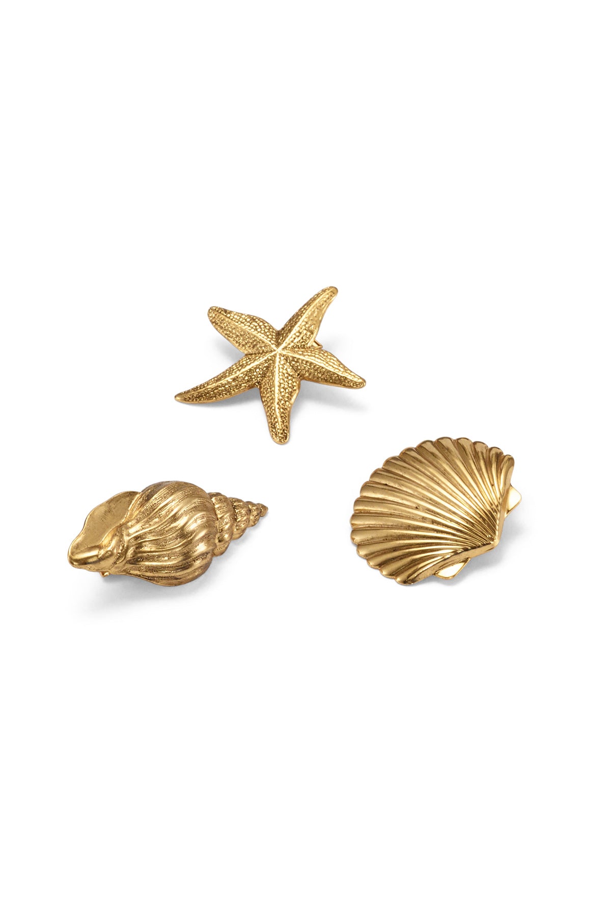 no.0497 ゴールドカットとSea shell lelet_serena_seashell_clip_set