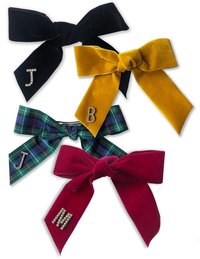 Monogram Crystal / Pearl Bow Barrette