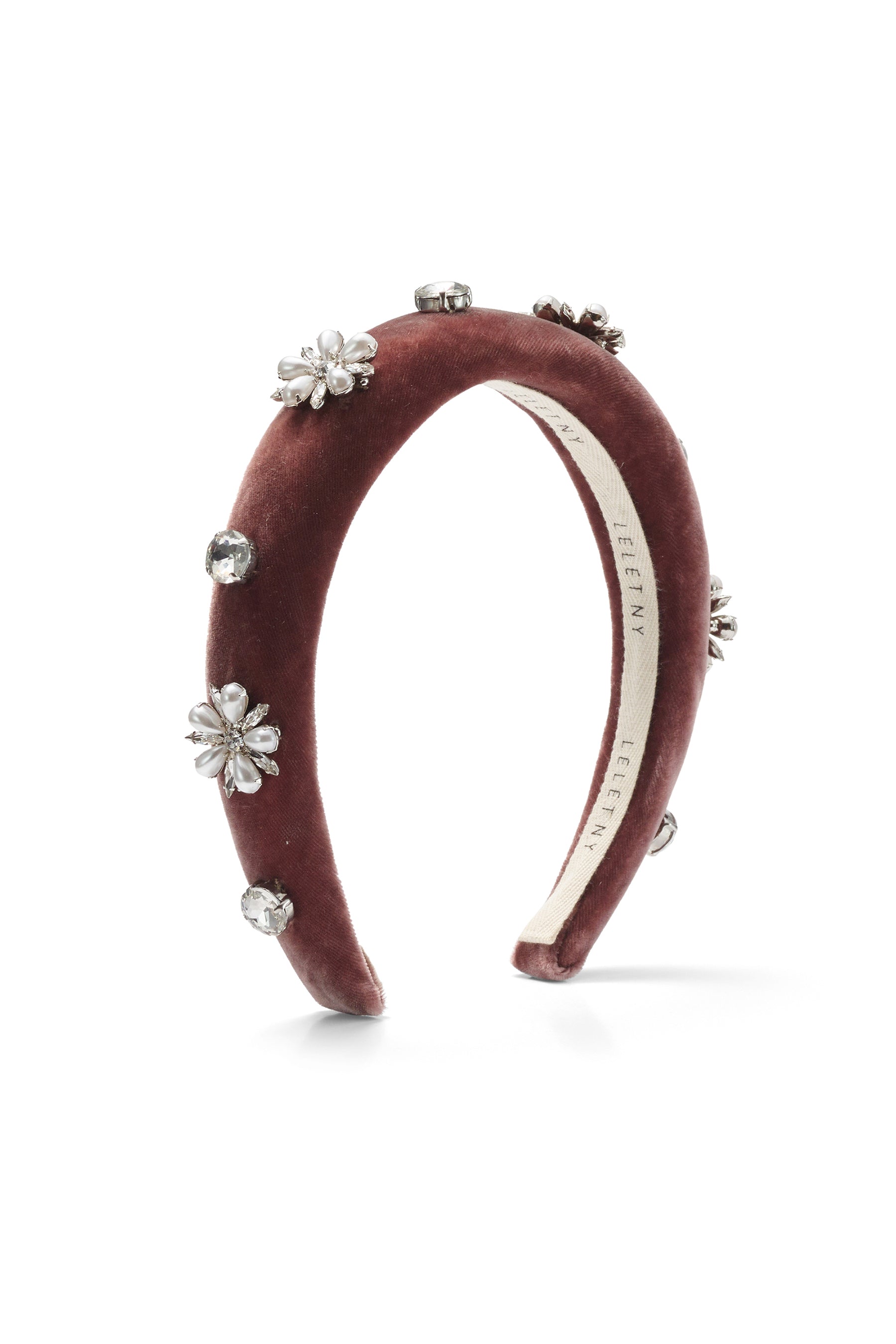 Annie Pearl and Crystal Velvet Padded Headband
