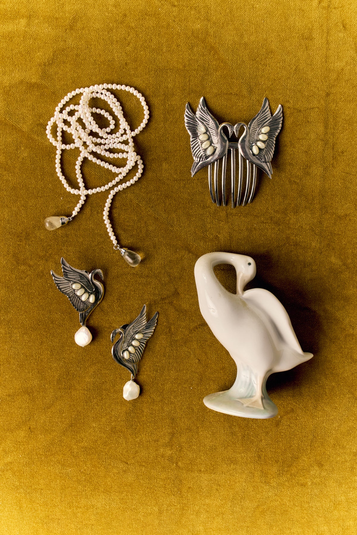 Grace Pearl Swan Earrings