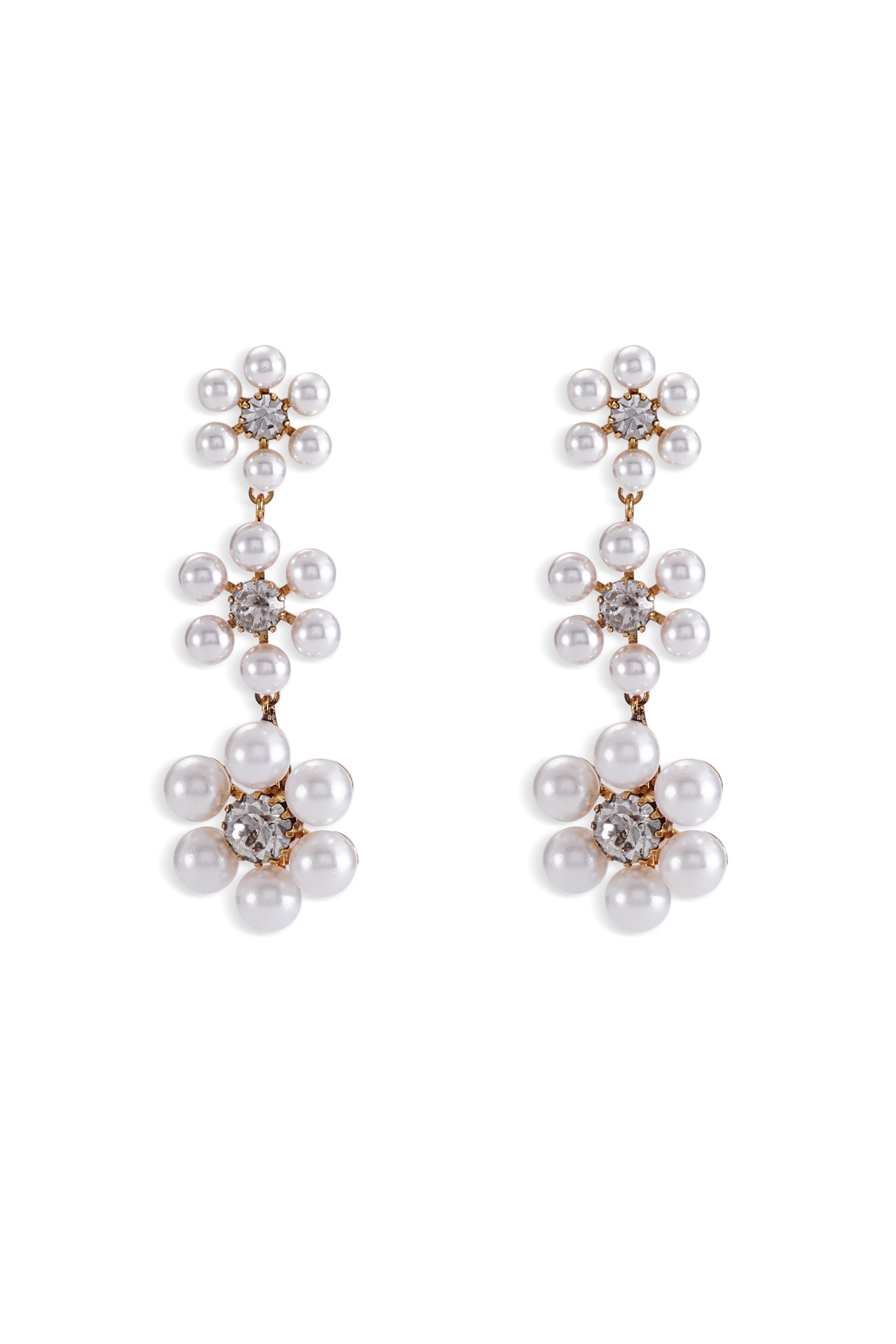 Hannah Floral Pearl Triple Drop Earrings