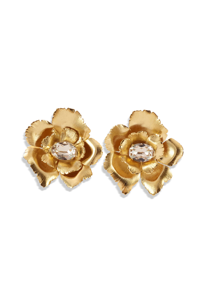 Jasmine Floral Crystal Button Earrings
