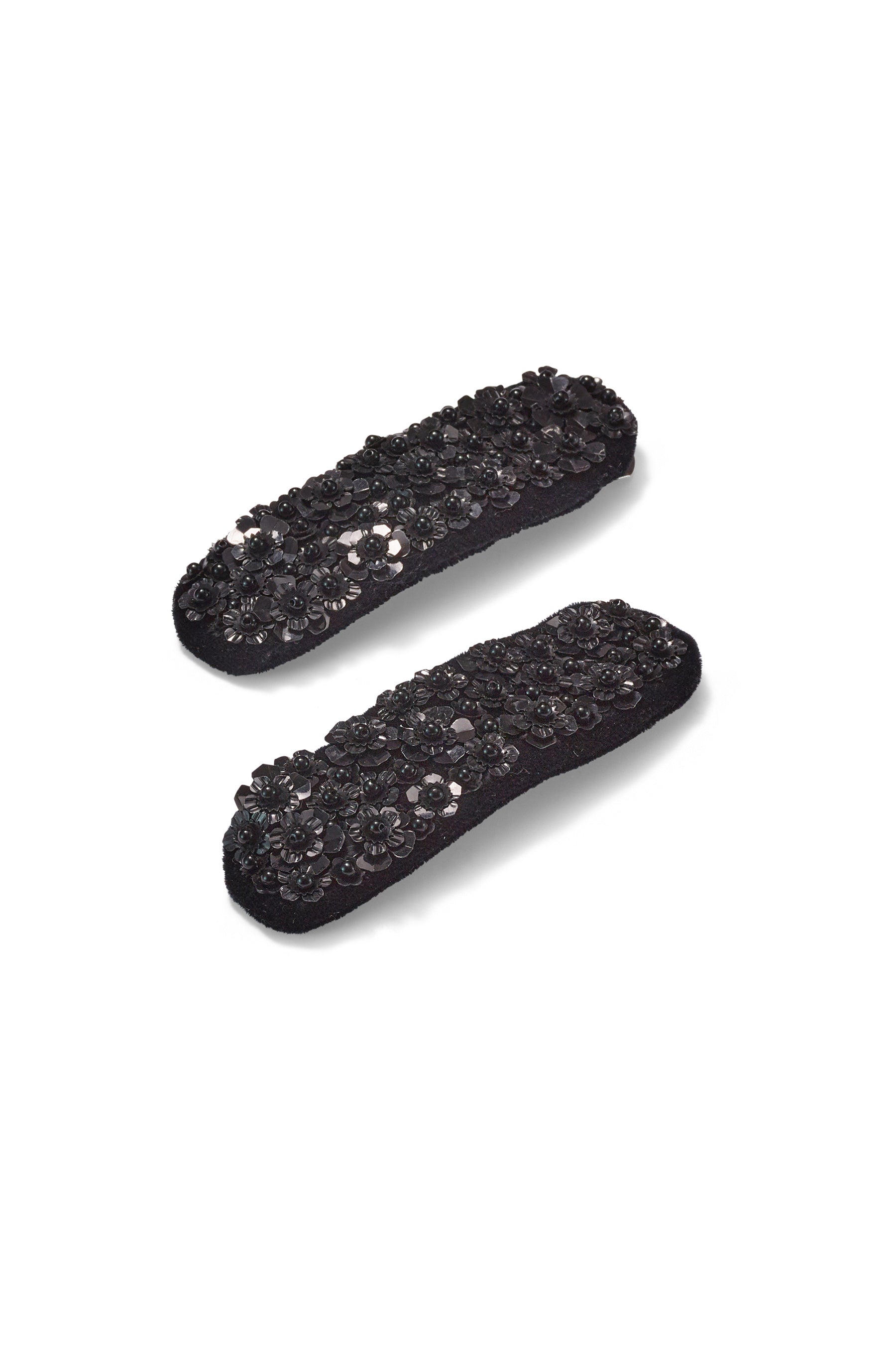 Hannah Floral Applique Snap Clip Set of 2