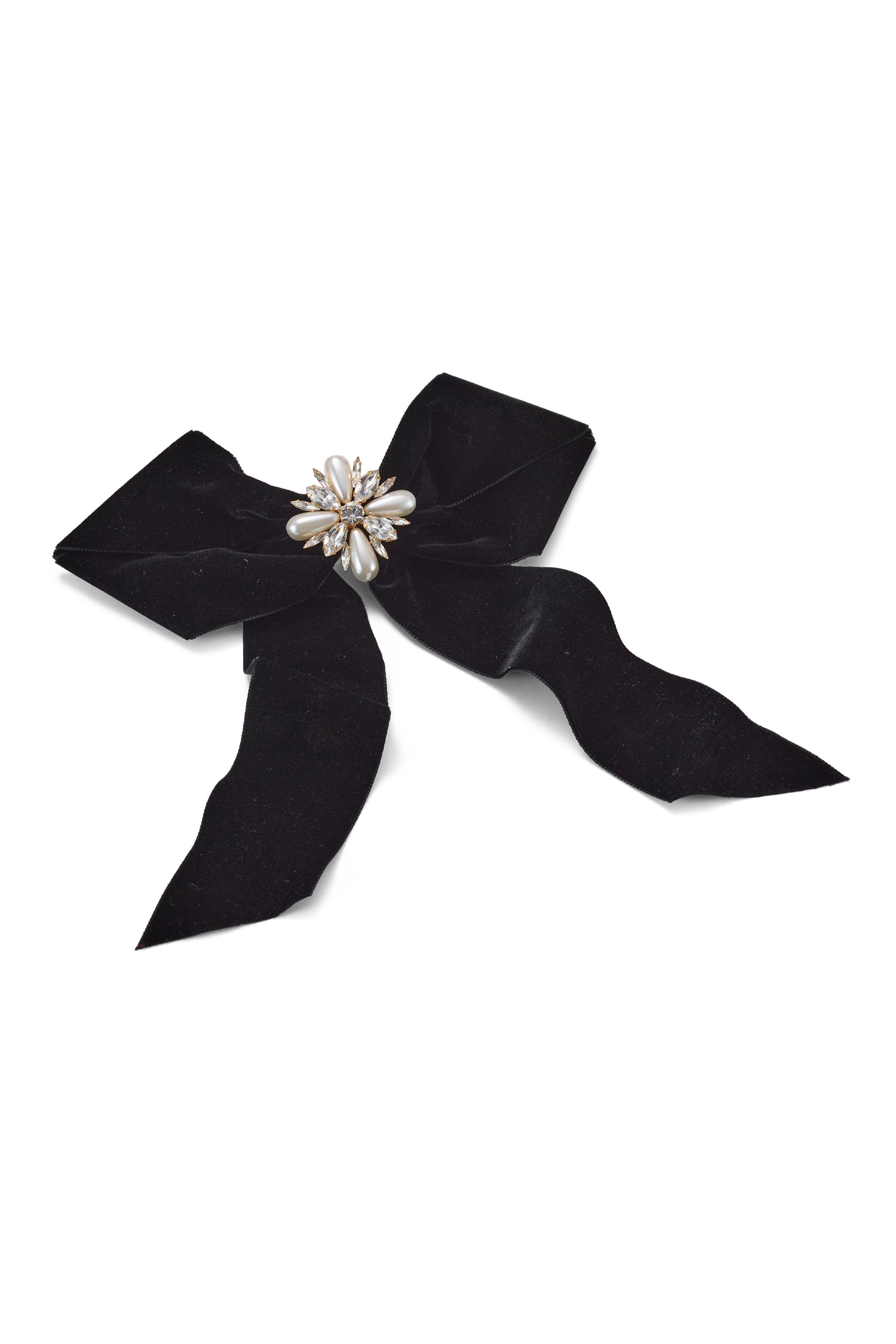 Annie Pearl and Crystal Velvet Large Bow