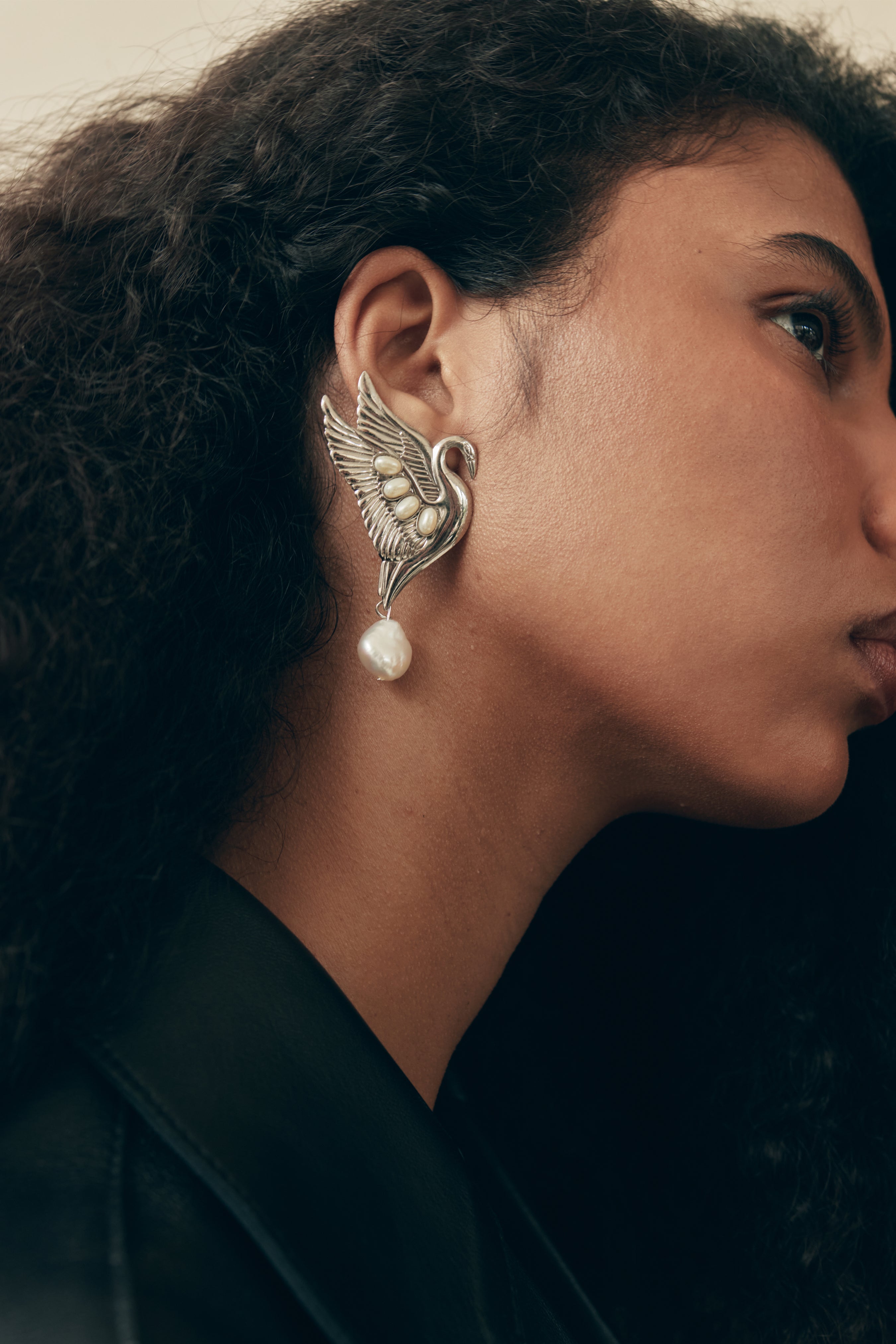 Grace Pearl Swan Earrings