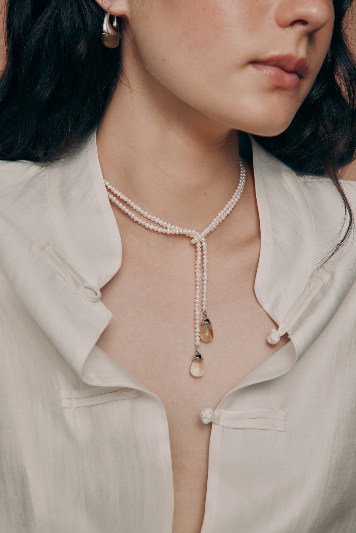 Agnes Freshwater Pearl Lariat Necklace