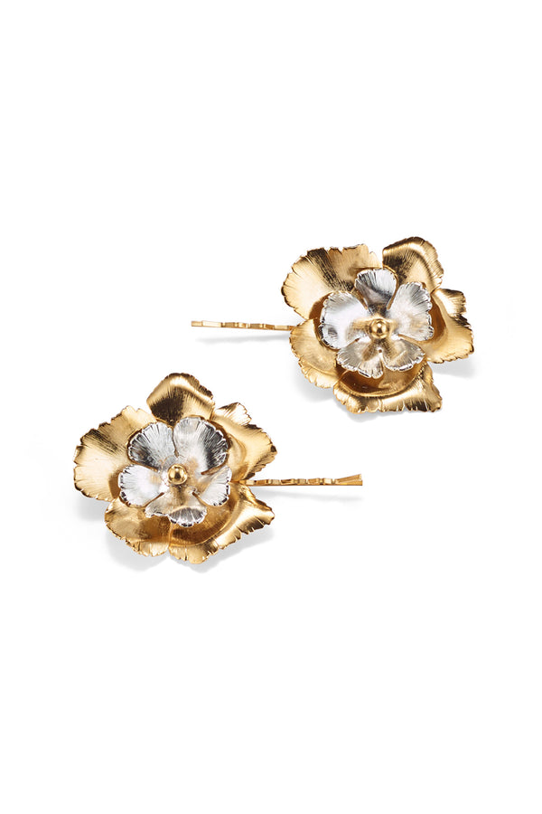 Eden Floral Mixed Metal Bobbi Pin Set of 2| LELET NY
