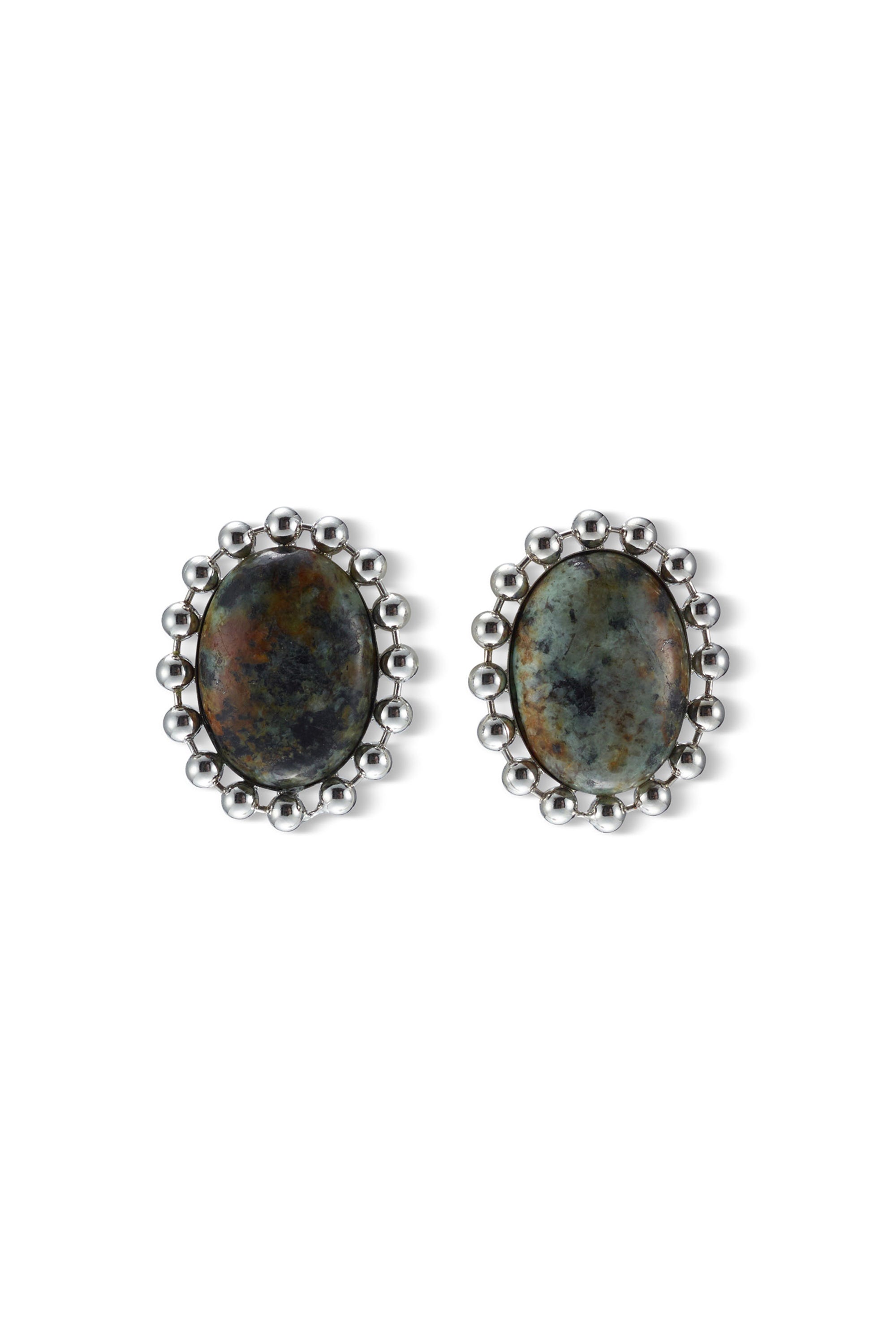 Lina Ballchain Oval Button Earrings