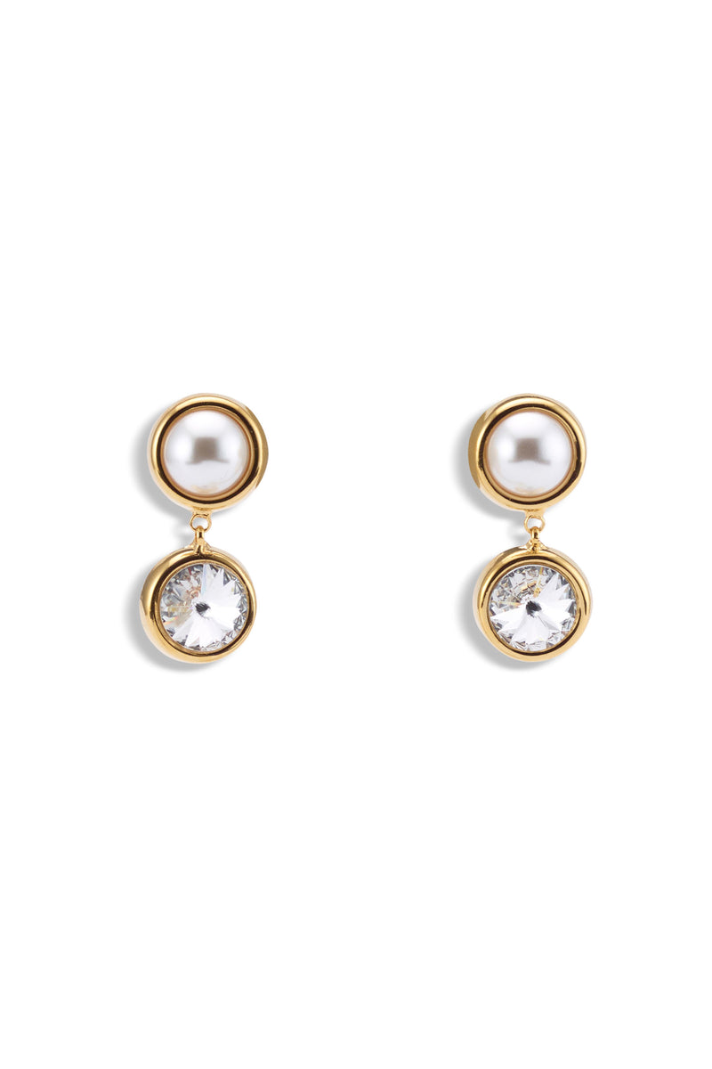 Clare Crystal and Pearl Drop Earrings
