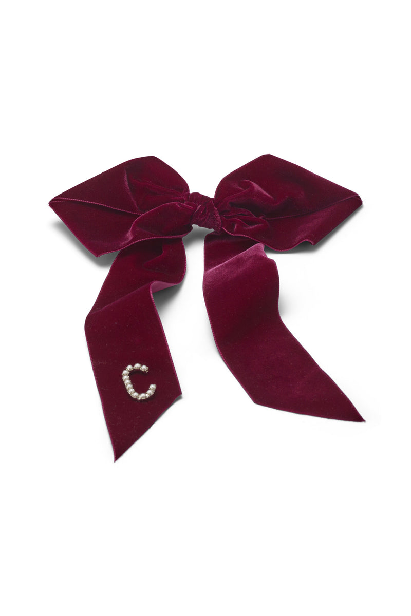 Monogram Crystal / Pearl Bow Barrette