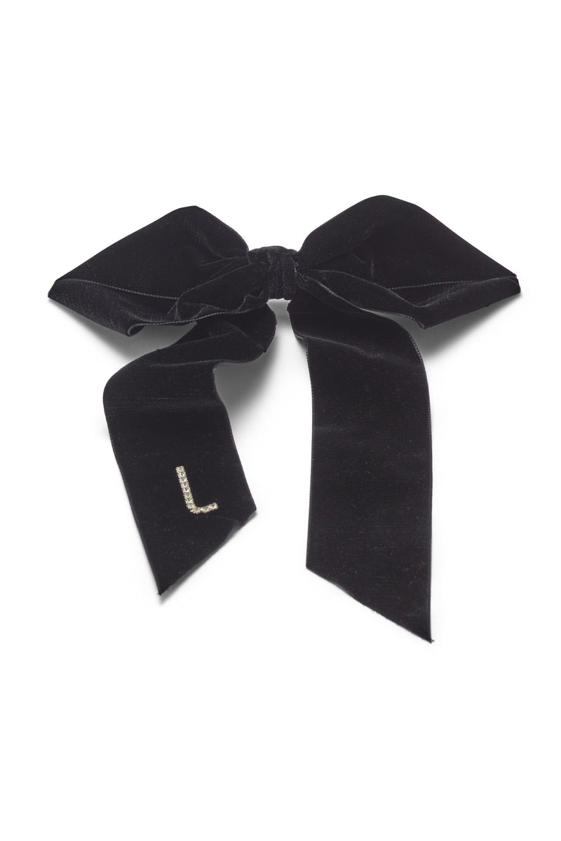 Monogram Crystal / Pearl Bow Barrette