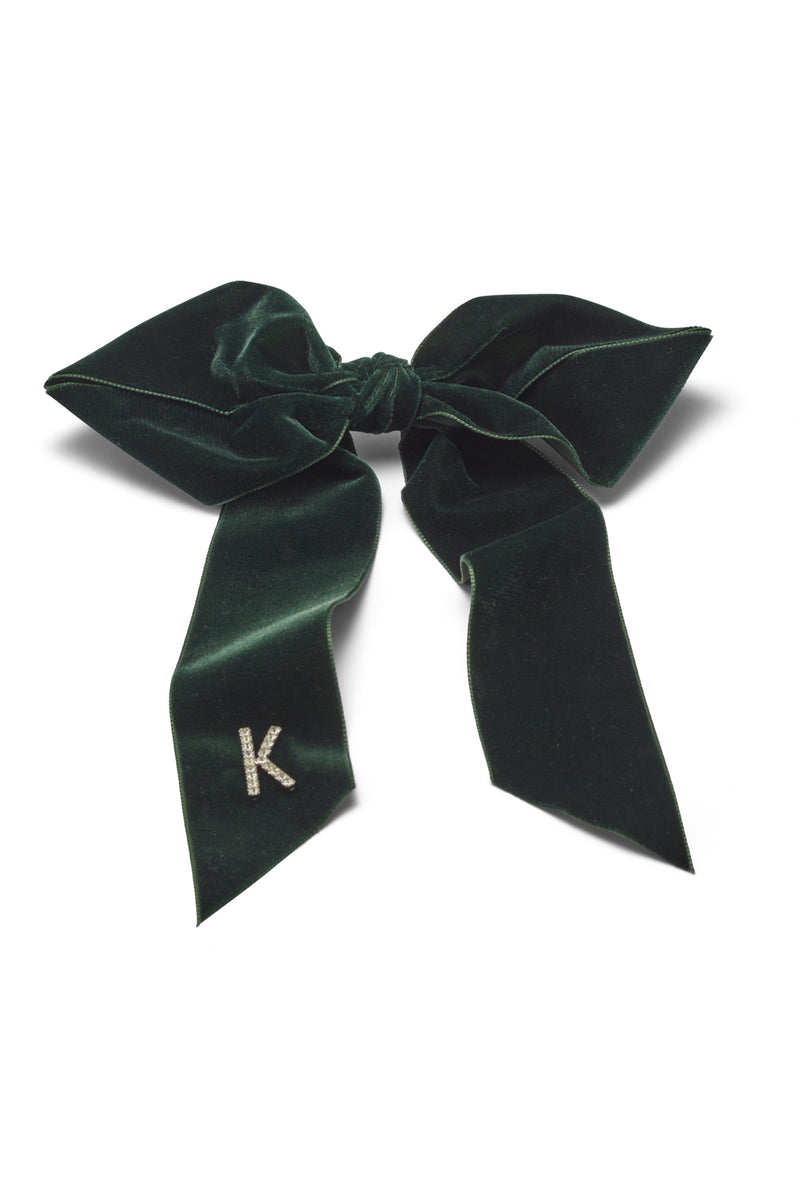 Monogram Crystal / Pearl Bow Barrette