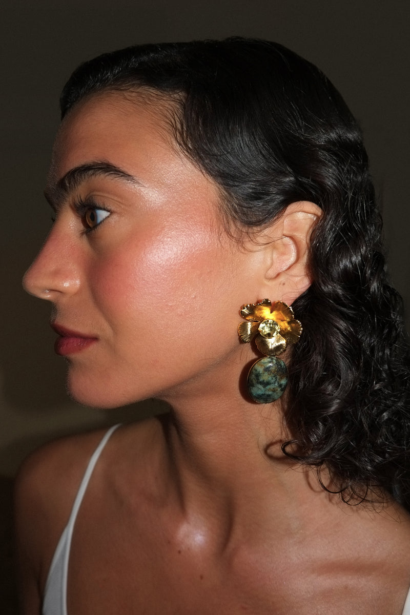 Eden Crystal and Stone Drop Earrings