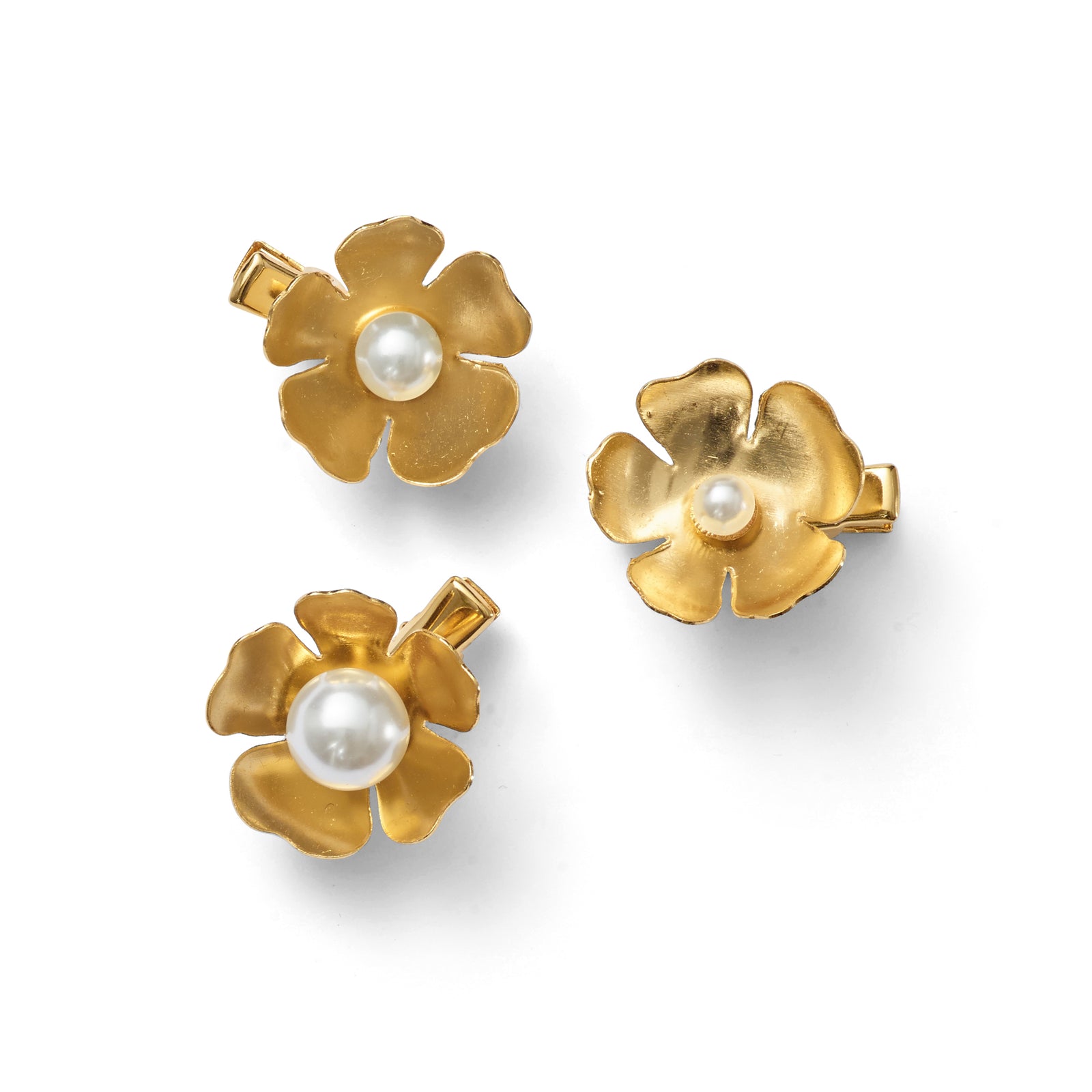 Philippa Pearl Flower Clip Set of 3 | LELET NY