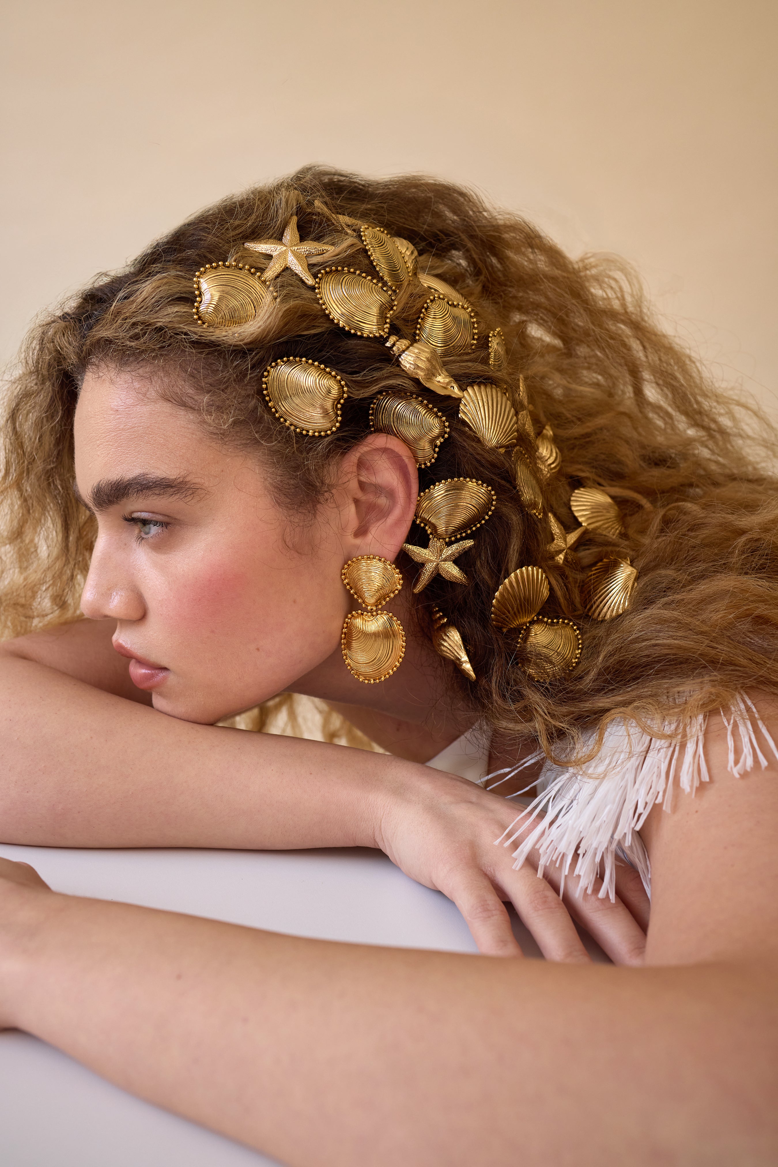 Kya Ballchain Seashell Drop Earrings