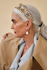 Rhodium Freshwater Pearl Drop Earrings