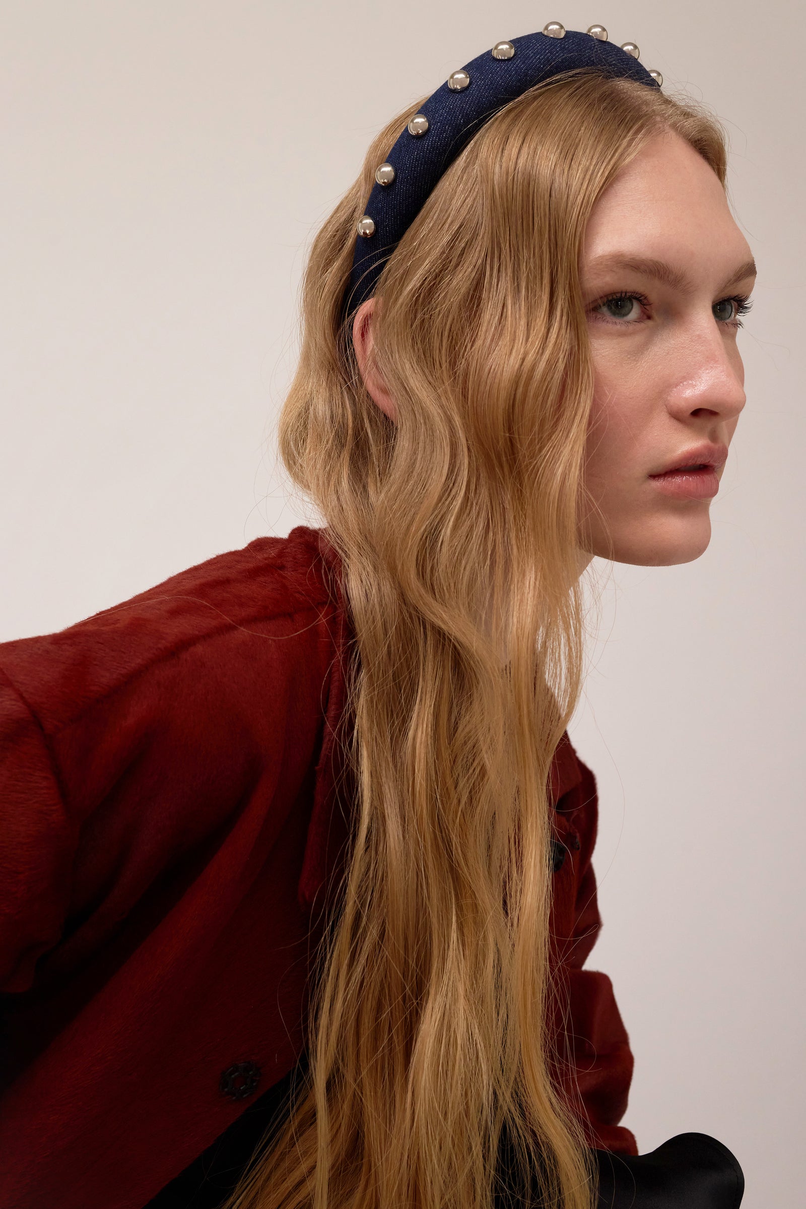 Luxe Denim Studded Braided Headband Dakota Denim Studded Headband | LELET NY main image 2