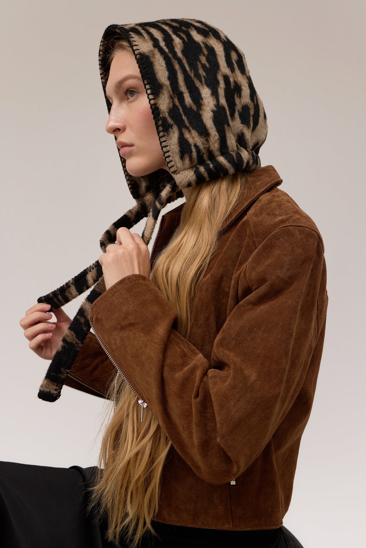 Masha Leopard Wool Hood