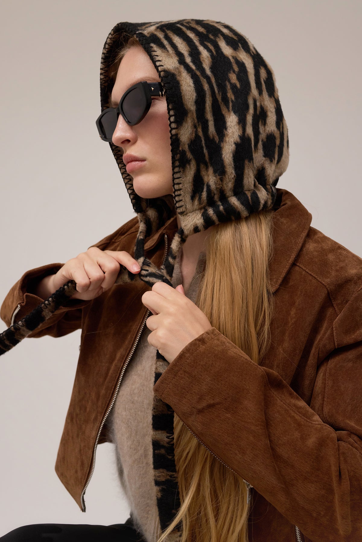 Masha Leopard Wool Hood
