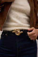 Glossy Knot Leather Belt