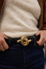 Glossy Knot Leather Belt