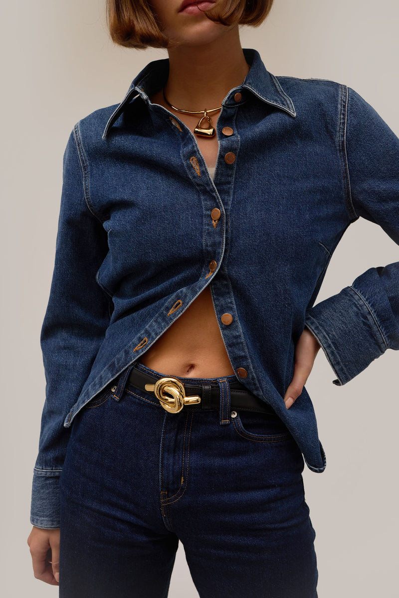 Glossy Knot Leather Belt