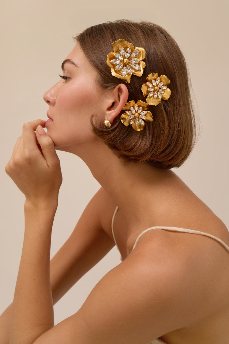 Jasmine Floral Crystal Comb Set of 3