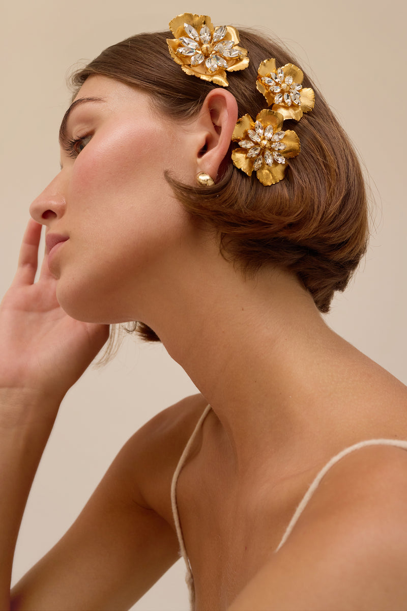 Jasmine Floral Crystal Comb Set of 3