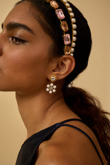 Hannah Floral Pearl and Crystal Drop Earrings