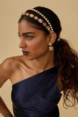 Mika Pearl and Crystal Double Strand Headband