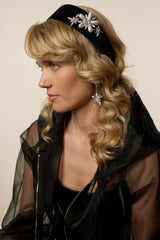 Annie Crystal Cluster Wide Velvet Headband