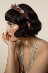 Annie Pearl and Crystal Velvet Padded Headband