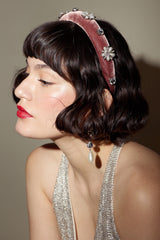 Annie Pearl and Crystal Velvet Padded Headband