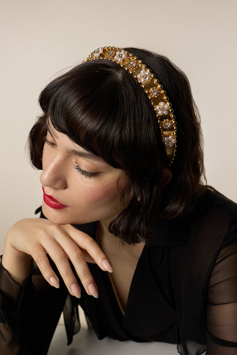 Hannah Floral Pearl and Crystal Crown