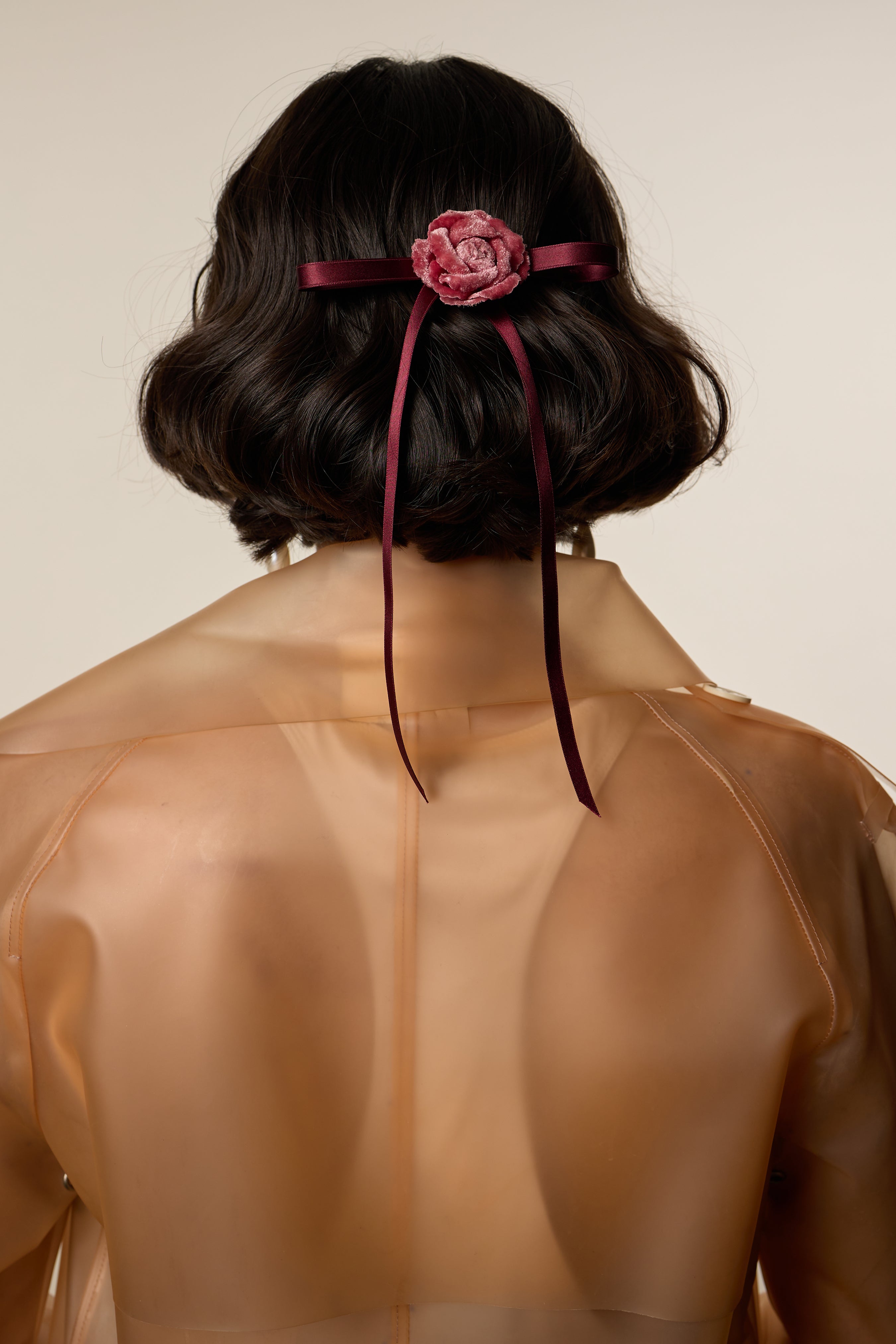 Velvet Rosette Skinny Bow Barrette