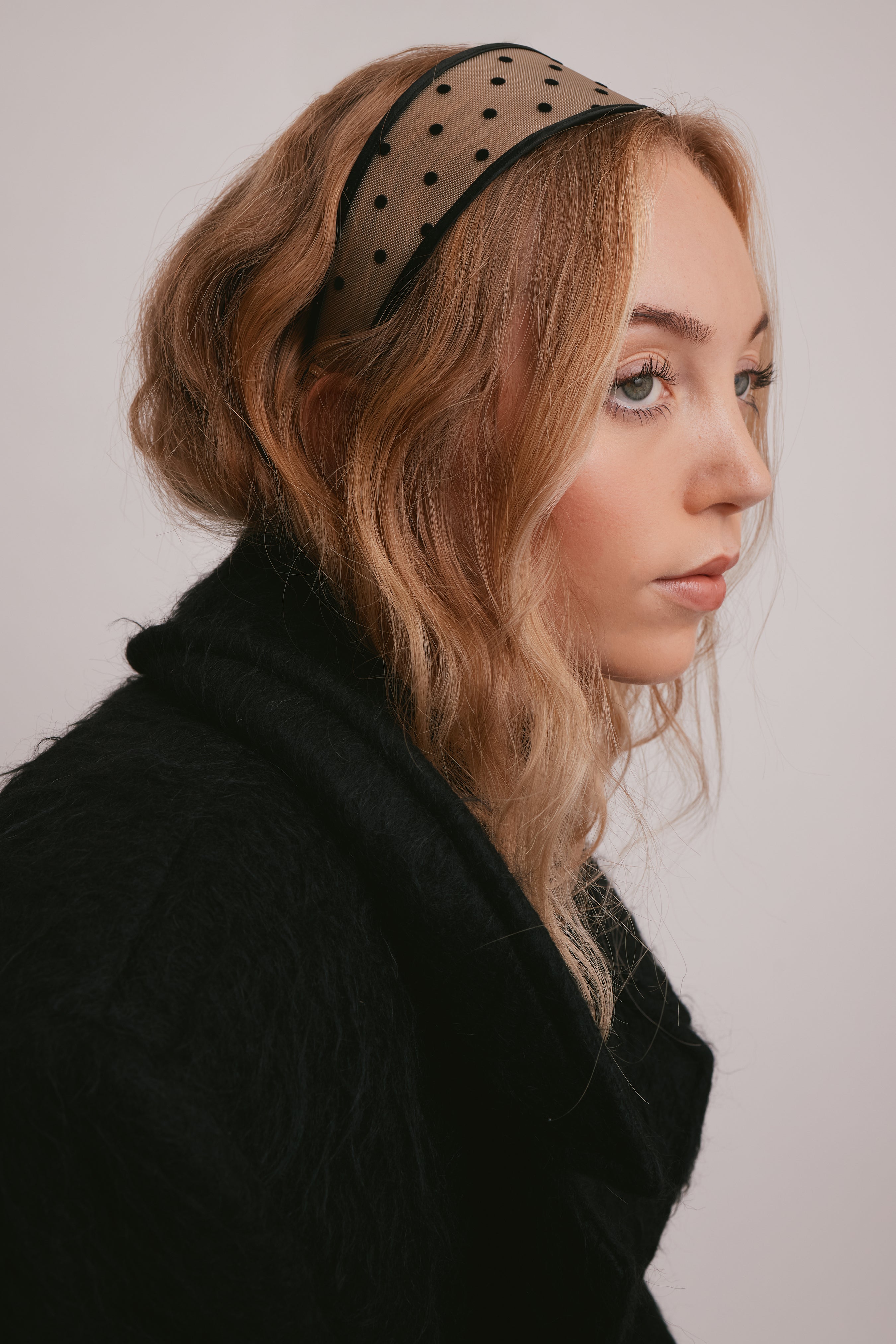 Giselle Wide Sheer Polka Dot Headband | LELET NY