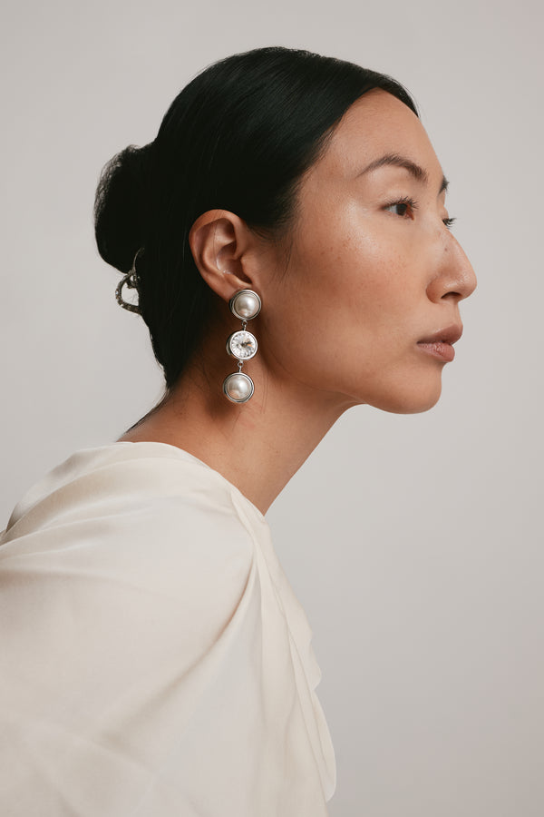 Clare Crystal and Pearl Linear Earrings