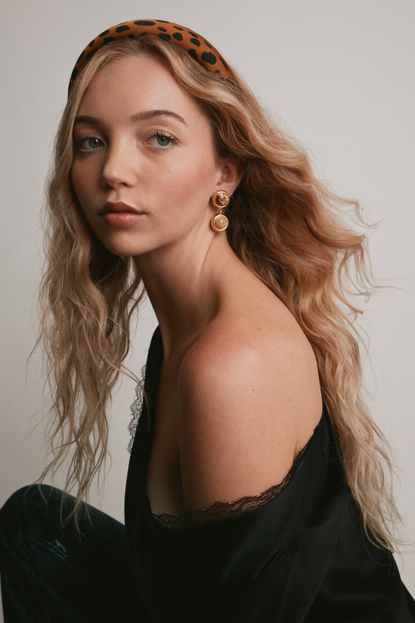 Greer Leopard Silk Padded Headband