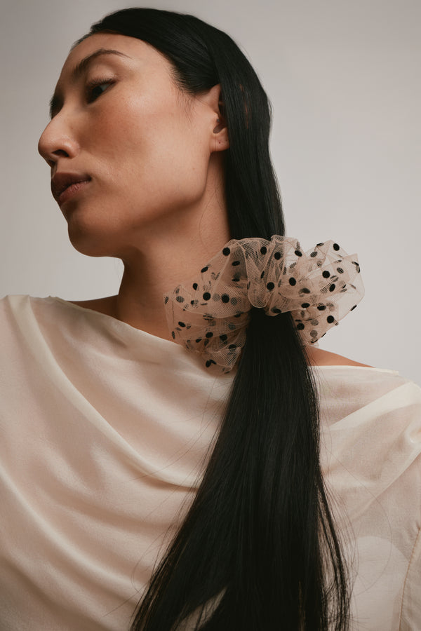 Juliette Polka Dot Tuelle Scrunchie