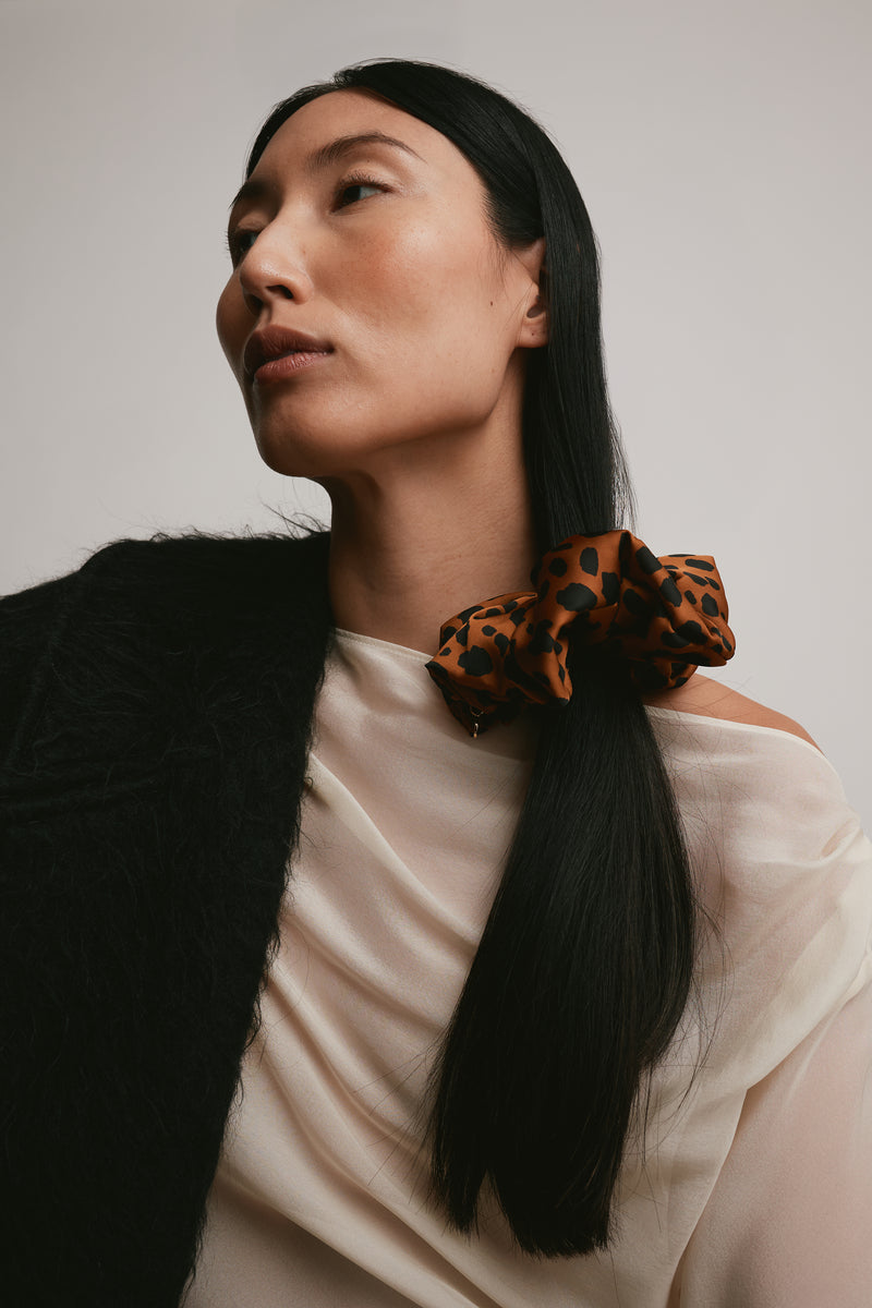 Greer Leopard Silk Scrunchie