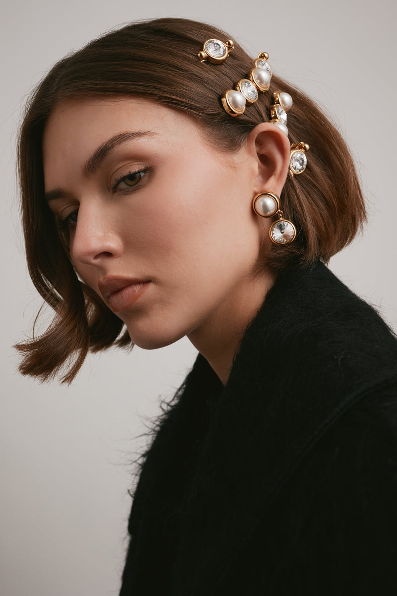 Clare Crystal and Pearl Drop Earrings