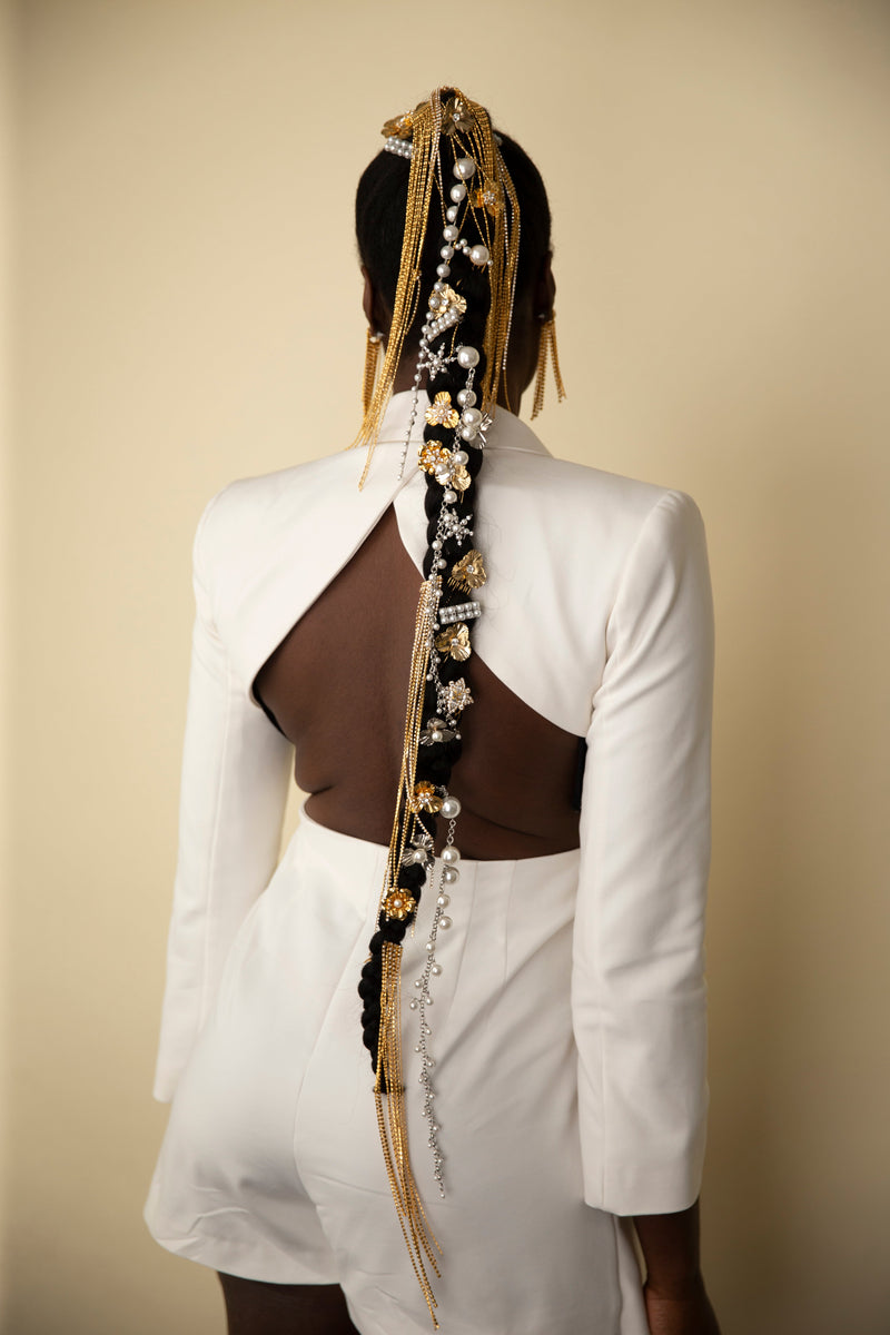 Chain Chain Pearl and Crystal Comb