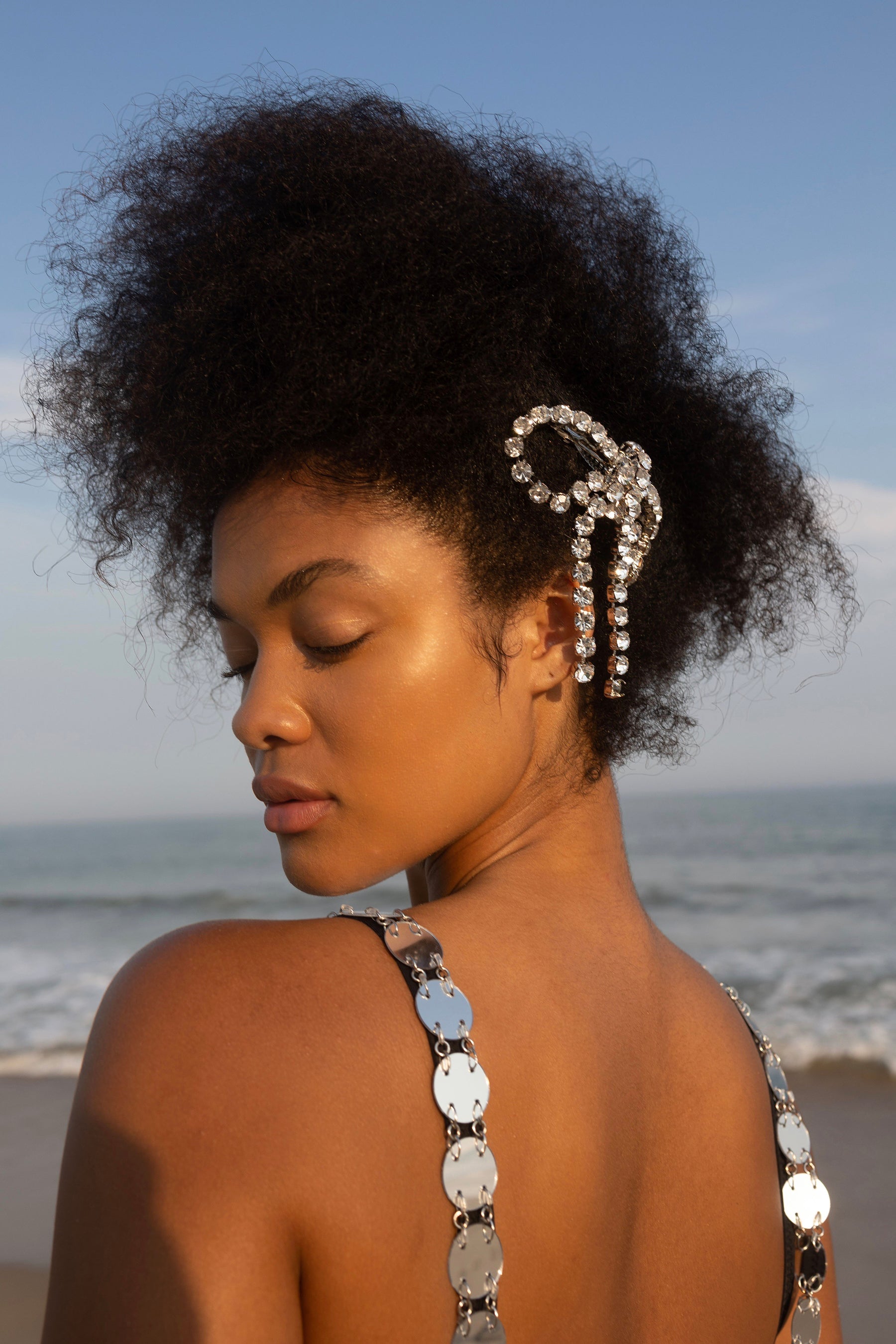 Kamala Crystal Bow Barrette | LELET NY