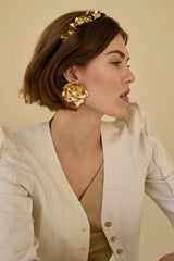 Jasmine Floral Crystal Button Earrings