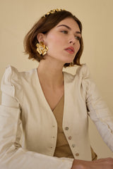 Jasmine Floral Crystal Button Earrings