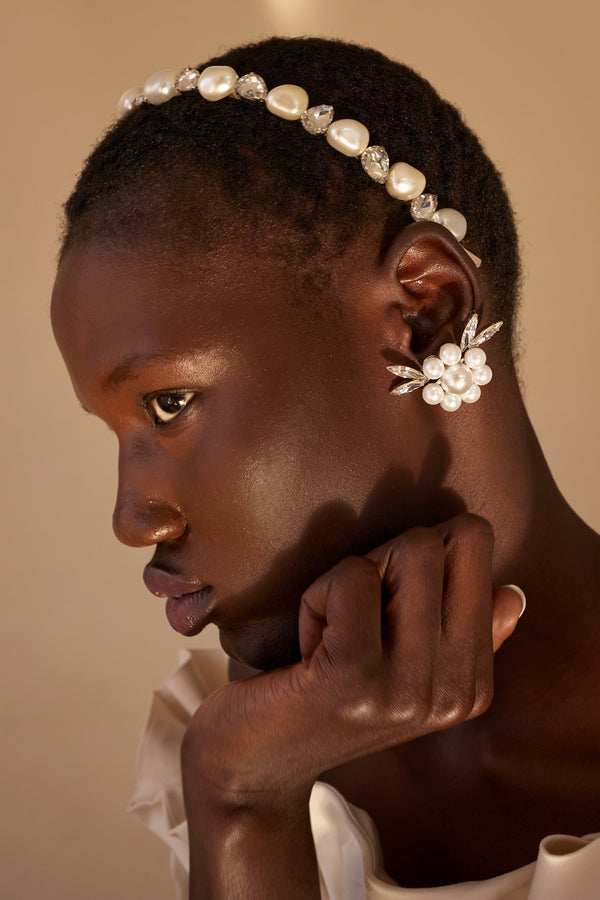 Hannah Floral Pearl and Crystal Earrings