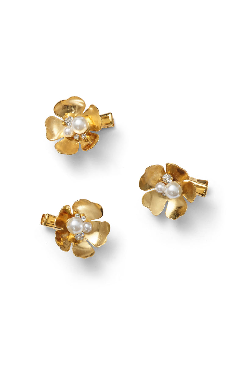 Philippa Pearl and Crystal Flower Clip Set of 3