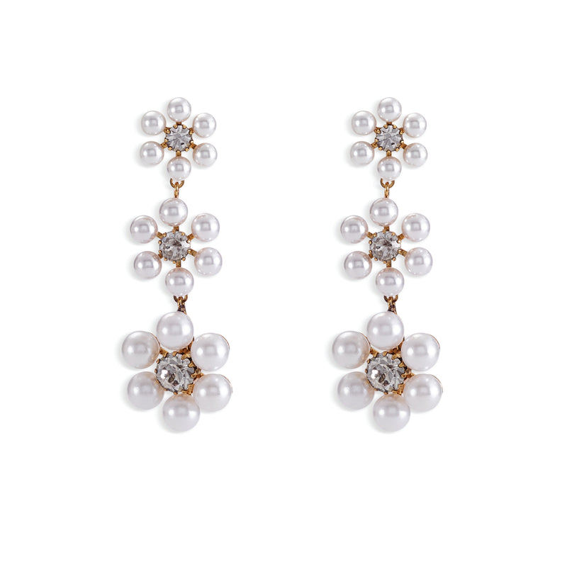 Hannah Floral Pearl Triple Drop Earrings