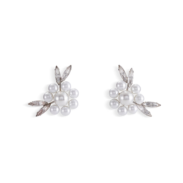 Hannah Floral Pearl and Crystal Earrings